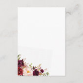 Marsala & Mariage rose Floral Envie de cartes de p (Dos)