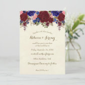 marsala marine faire-part de mariage moderne flora (Debout devant)