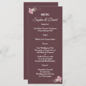 Marsala Maroon Boho Floral Mariage Menu (Devant / Derrière)