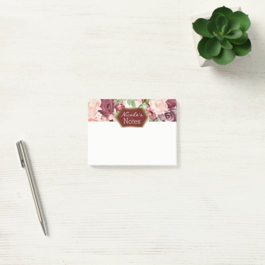 Marsala Maroon Burgundy Rustic Floral gepersonalis Post-it® Notes (Kantoor)