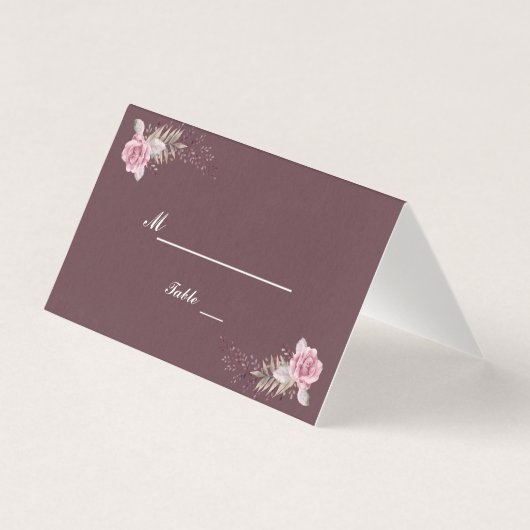 Marsala Maroon Floral Aquarelle Mariage (Front)