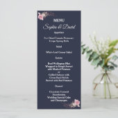 Marsala Maroon Floral Navy Blue Mariage Menu (Debout devant)