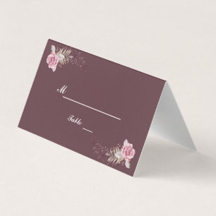 Marsala Maroon Floral Waterverf bruiloft Kaart