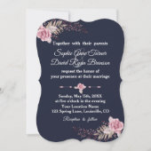 Marsala Maroon Floral Waterverf bruiloft Kaart (Voorkant)