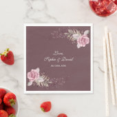 Marsala Maroon Floral Waterverf bruiloft Servet (Insitu)