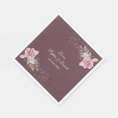 Marsala Maroon Floral Waterverf bruiloft Servet (Hoek)