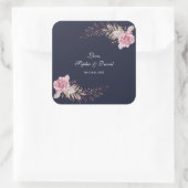 Marsala Maroon Floral Waterverf bruiloft Vierkante Sticker (Tas)