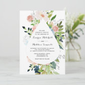 Marsala Navy Blush Faire-part de mariage (Debout devant)