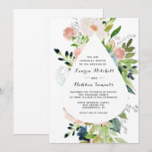 Marsala Navy Blush Faire-part de mariage (Devant / Derrière)