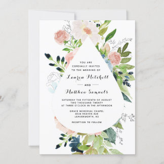 Marsala Navy Blush Wedding Invitation Kaart