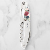 Marsala & Navy Floral Custom Wedding Favor Kurkentrekker (Voorkant)