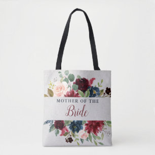 Marsala & Navy Floral Moeder van de bruid Gift Draagtas