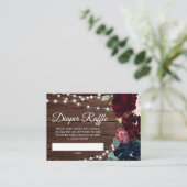 Marsala & Navy Flowers Rustic Diaper Raffle Kaart (Staand voorkant)