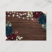 Marsala & Navy Flowers Rustic Diaper Raffle Kaart (Achterkant)