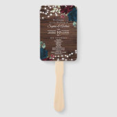 Marsala & Navy Flowers Rustic Wedding Set Fans Handwaaier (Voorkant)