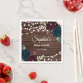 Marsala & Navy Flowers Rustiek Vrijgezellenfeest Servet (Insitu)