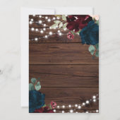 Marsala & Navy Rustic Wood Baby shower Uitnodiging (Achterkant)