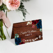 Marsala & Navy Rustic Wood Mariage Carte Place
