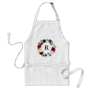 Marsala & Navy Shabby Chic Floral Cooking Baking Standaard Schort