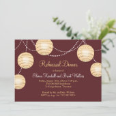 Marsala Party Lantern Rehearsal Dinner Invitation Kaart (Staand voorkant)