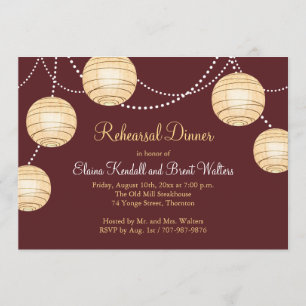 Marsala Party Lantern Rehearsal Dinner Invitation Kaart