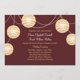 Marsala Party Lantern Wedding Invitation Kaart