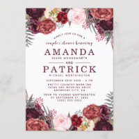 Marsala Peony Fall Boho Couples Douche Invitations