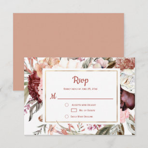 Marsala Perzik Terracotta Roze Bloem RSVP Kaartje