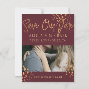Marsala PHOTO Faux Metal Gold Folie Typografie Save The Date