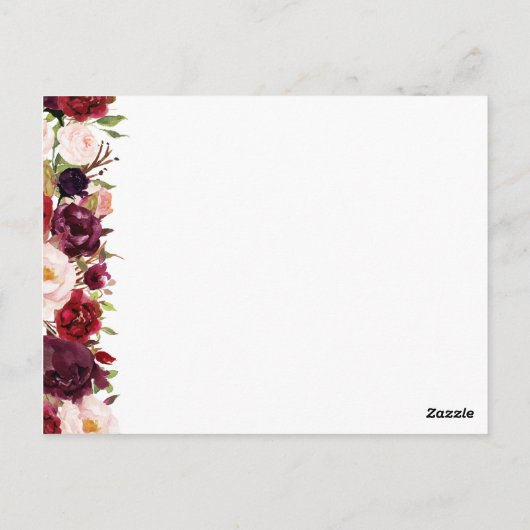 Marsala & Pink Floral Lieu Cadre Carte de remercie (Dos)