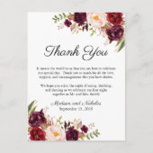 Marsala & Pink Floral Lieu Cadre Carte de remercie (Devant)