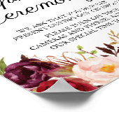 Marsala & Pink Floral Unplugged Ceremony Sign. Poster (Hoek)