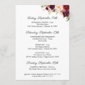 Marsala & Pink Floral Wedding Hotel Welkom Kaarten (Achterkant)