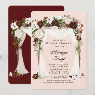 Marsala Pink Floral white Canopy Vrijgezellenfeest Kaart