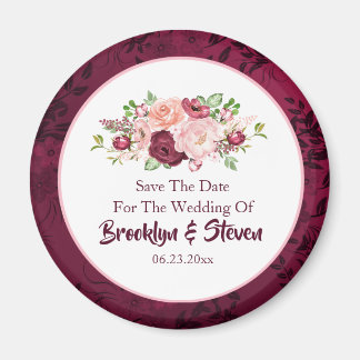 Marsala & Pink Peony Save the Date Magneet