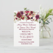 Marsala Red Bourgogne Floral Wedding Invitations (Debout devant)