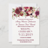 Marsala Red Bourgogne Floral Wedding Invitations (Devant)