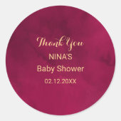 Marsala Red Bourgogne Moderne Waterverf Dank u C Ronde Sticker (Voorkant)