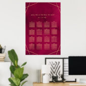 Marsala Red Burgundy Modern Wedding Seating Poster (Thuiskantoor)