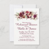 Marsala Red Burgundy Wedding Rehearsal Uitnodiging (Voorkant)