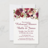 Marsala Red Burgundy Wedding Rehearsal Uitnodiging (Voorkant)