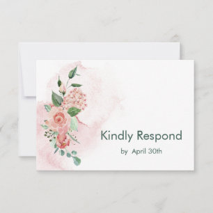 Marsala Red Floral Wedding RSVP Kaartje