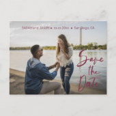 marsala red hand lettering save the date briefkaart (Voorkant)