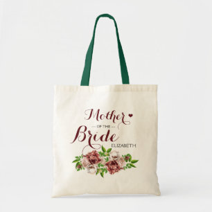 Marsala Rood Bloemendesign Moeder van de Bruid Tote Bag