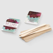 Marsala Rood Teal Watercolor Gouden Trouwprogramma Handwaaier (Niet-gemonteerd)