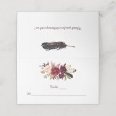 Marsala Rood Wit Rozen Boho veren Plaatskaarten (Buitenkant ongevouwen)