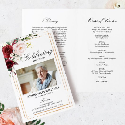 Marsala Roos Funeral Programme | Dienstenvolgorde