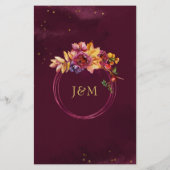 Marsala Rose Gold Aquarelle Élégante Menu Mariage (Dos)