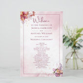 Marsala Rose Gold Watercolor Programme de mariage (Debout devant)