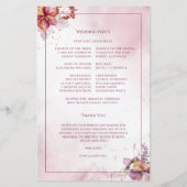 Marsala Rose Gold Watercolor Programme de mariage (Dos)